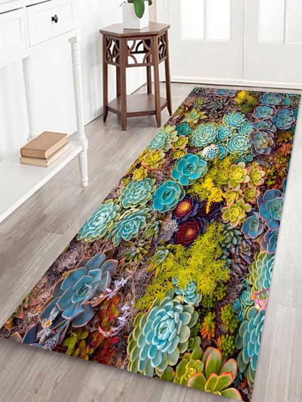 

Succulents Allover Print Antiskid Floor Mat, Multi