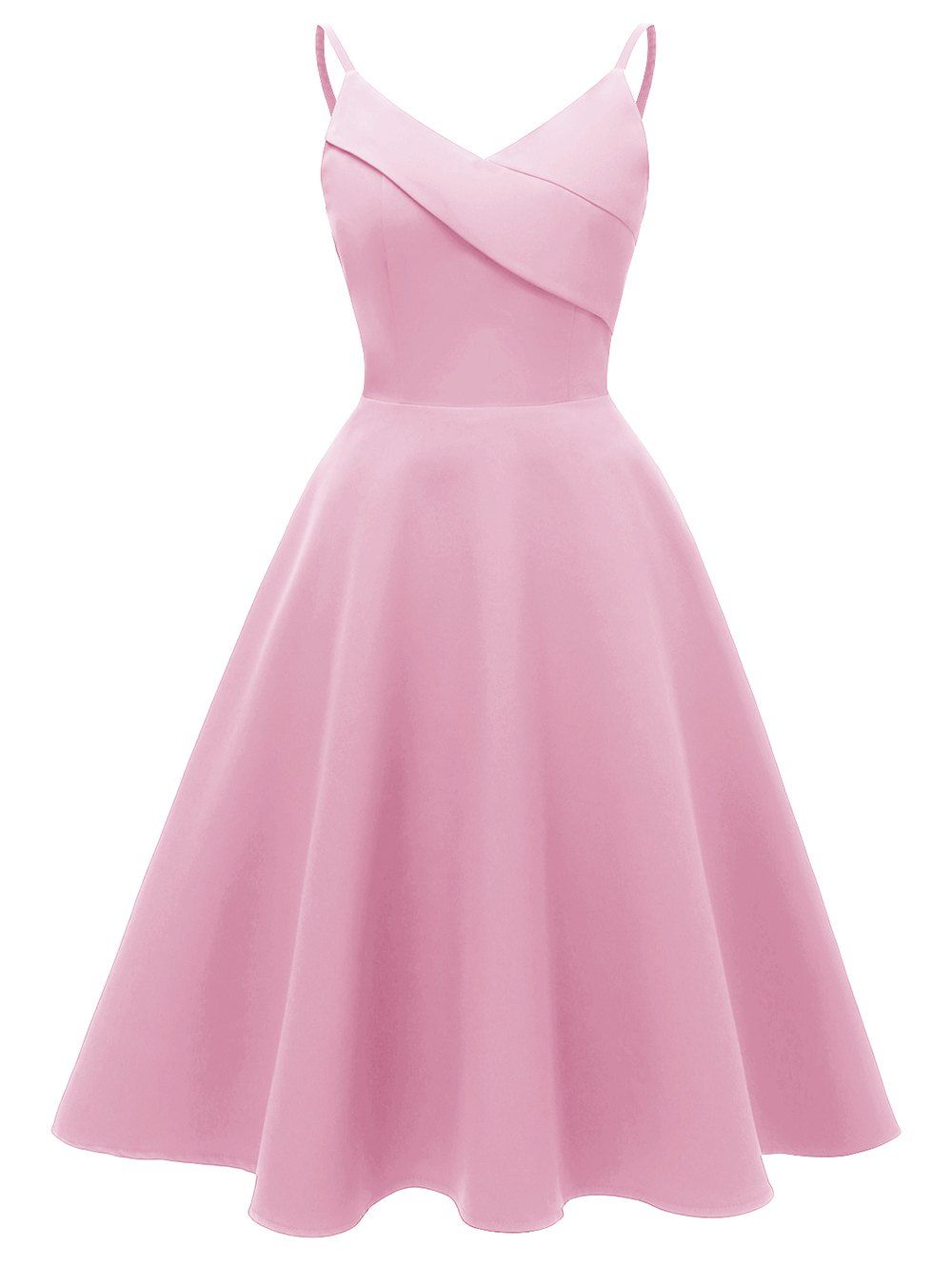 

Folded Padded Fit and Flare Cami Dress, Pink