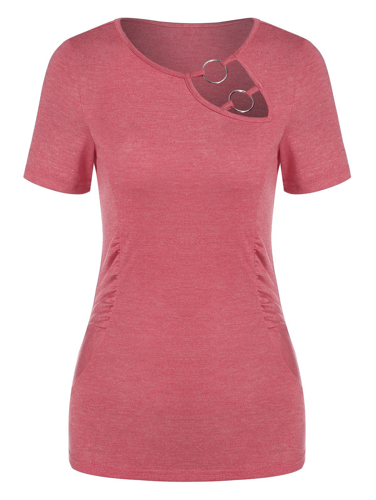 

O Ring Ruched T Shirt, Valentine red