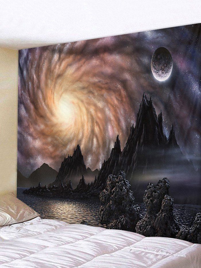 

Galaxy Vortex Mountains Print Tapestry Wall Hanging Art Decoration, Coffee