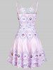 Lace Up Printed Mini Cami Dress -  