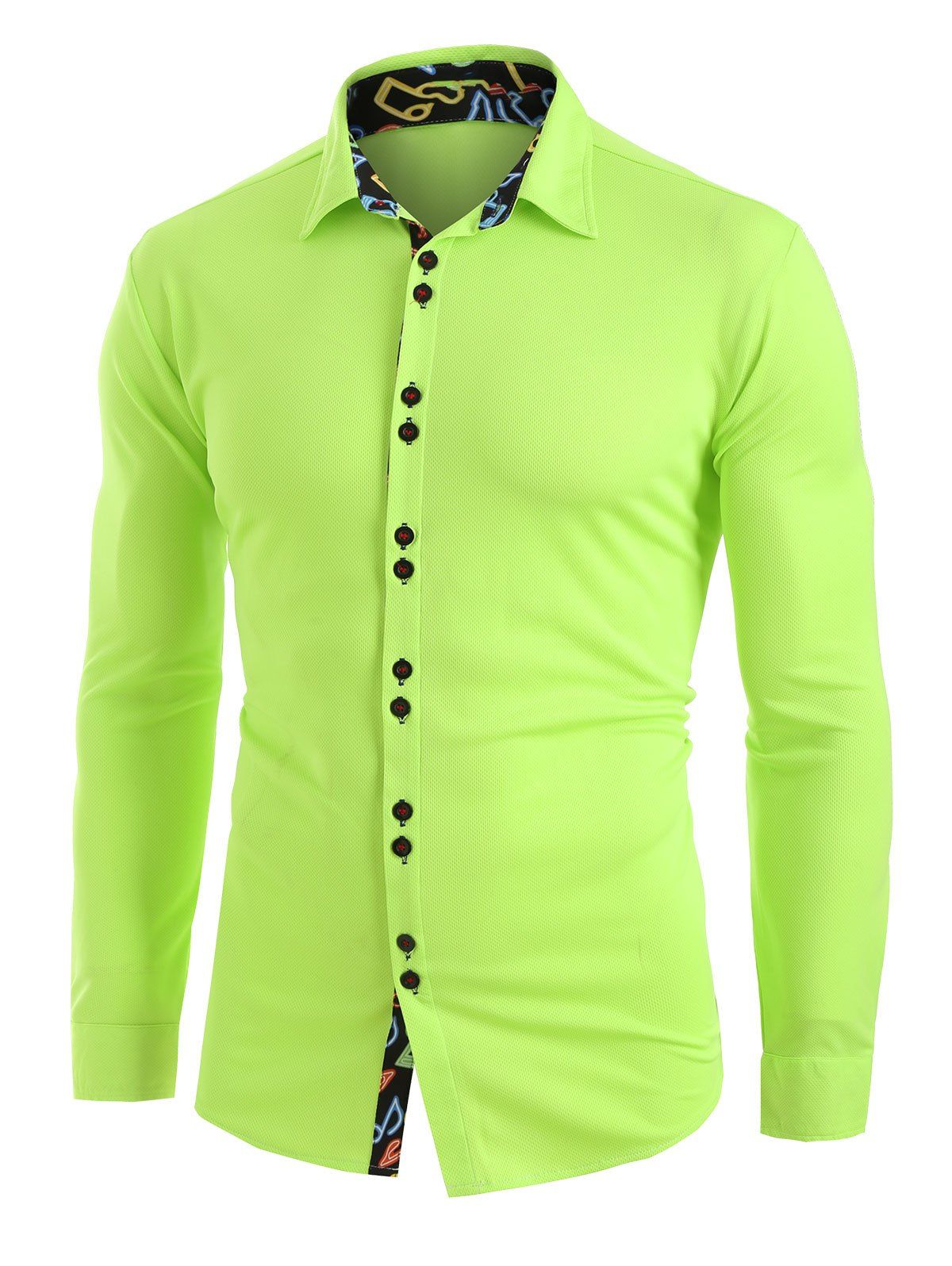 

Pinhole Mesh Button Up Breathable Shirt, Green yellow