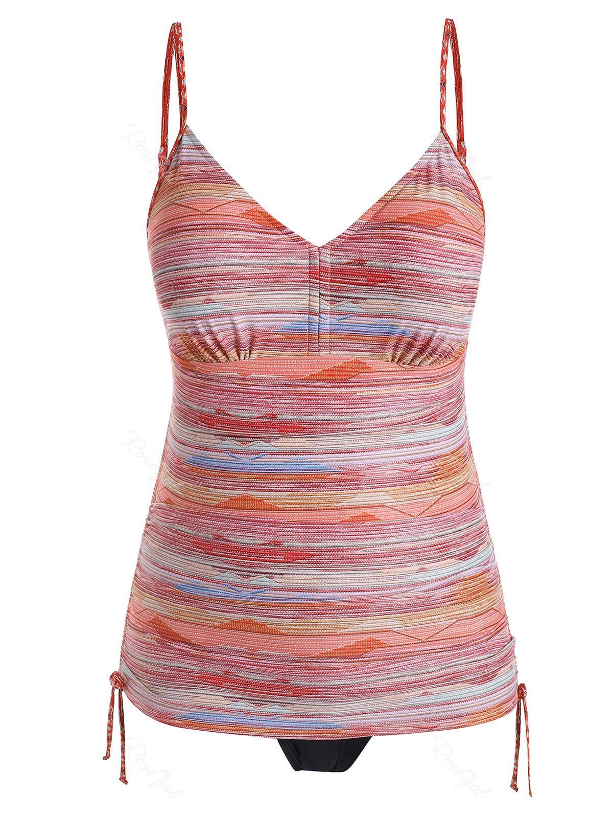 

Plus Size Cinched Ruched Striped Tankini Swimsuit, Orange