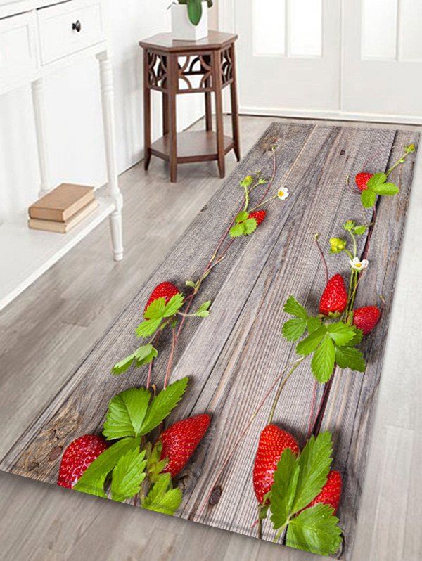 

Strawberry Plank Pattern Floor Rug, Multi