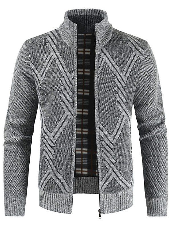 

Casual Zip Up Fuzzy Cardigan, Light gray