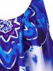 Maillot de Bain Tankini à Volants Motif Fleurs Grande-Taille - Bleu Océan 2X