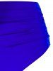 Maillot de Bain Tankini à Volants Motif Fleurs Grande-Taille - Bleu Océan 3X