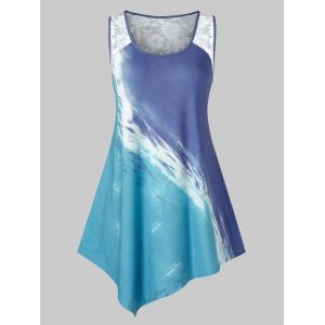 

Plus Size Lace Panel Asymmetric Tank Top, Multi