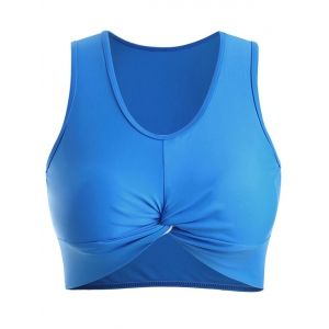 

Solid Cropped Twist Front Plus Size Swim Top, Dodger blue