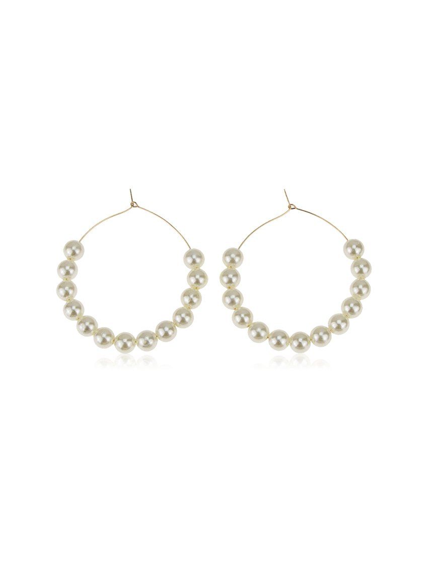 

Wedding Faux Pearl Hoop Earrings, White