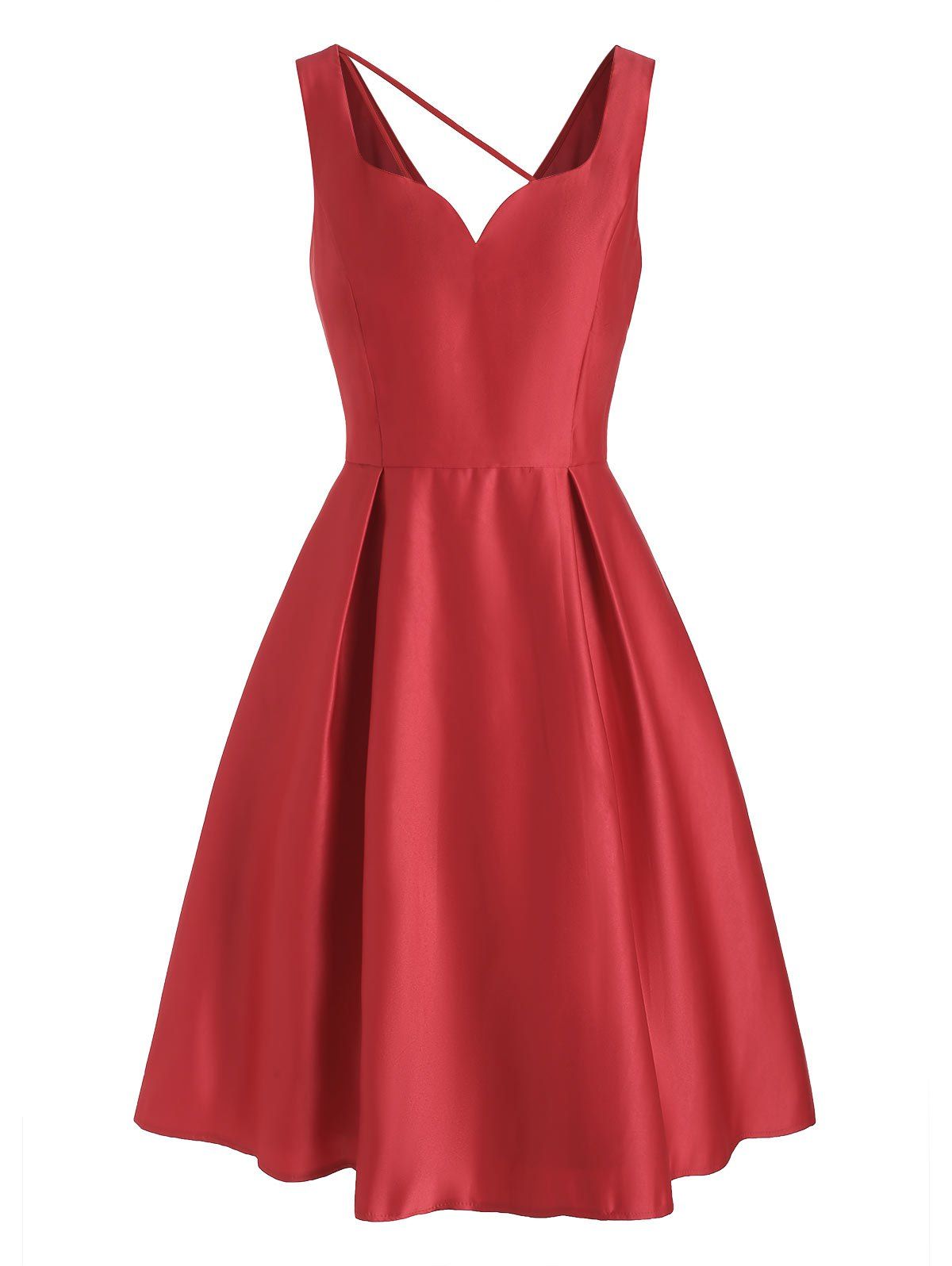 

Sleeveless V Back Sweetheart Party Dress, Lava red