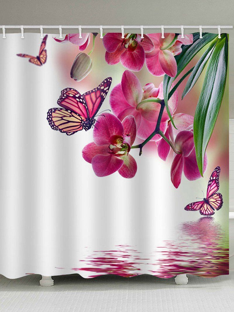 

Butterfly Flower Pattern Waterproof Shower Curtain, Multi