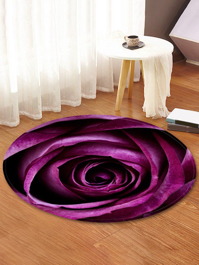 

Valentine Day 3D Rose Flower Print Floor Rug, Dark orchid