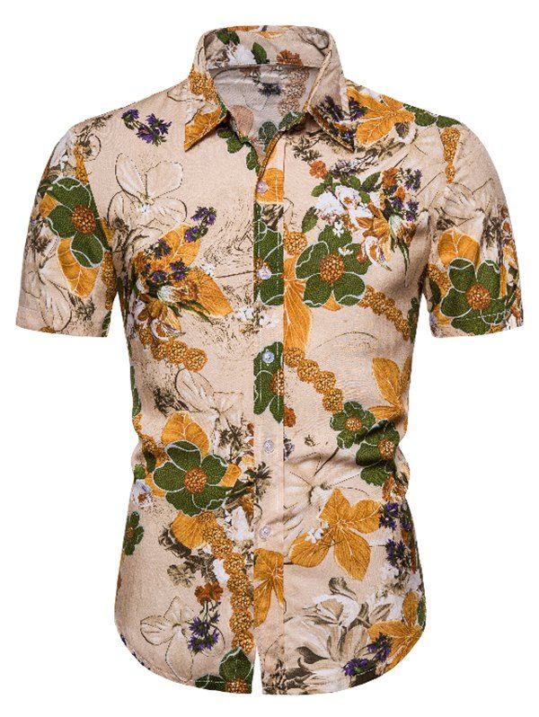 

Floral Print Fit Slim Hawaii Shirt, Multi
