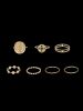 7 Piece Rhinestone Round Finger Rings Set -  