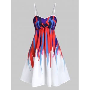

Colorful Abstract Print Twist Front Spaghetti Strap Dress, Multi a
