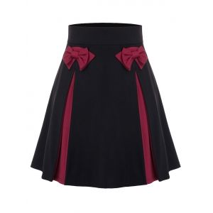 

Plus Size Bowknot Colorblock Mini Skirt, Black