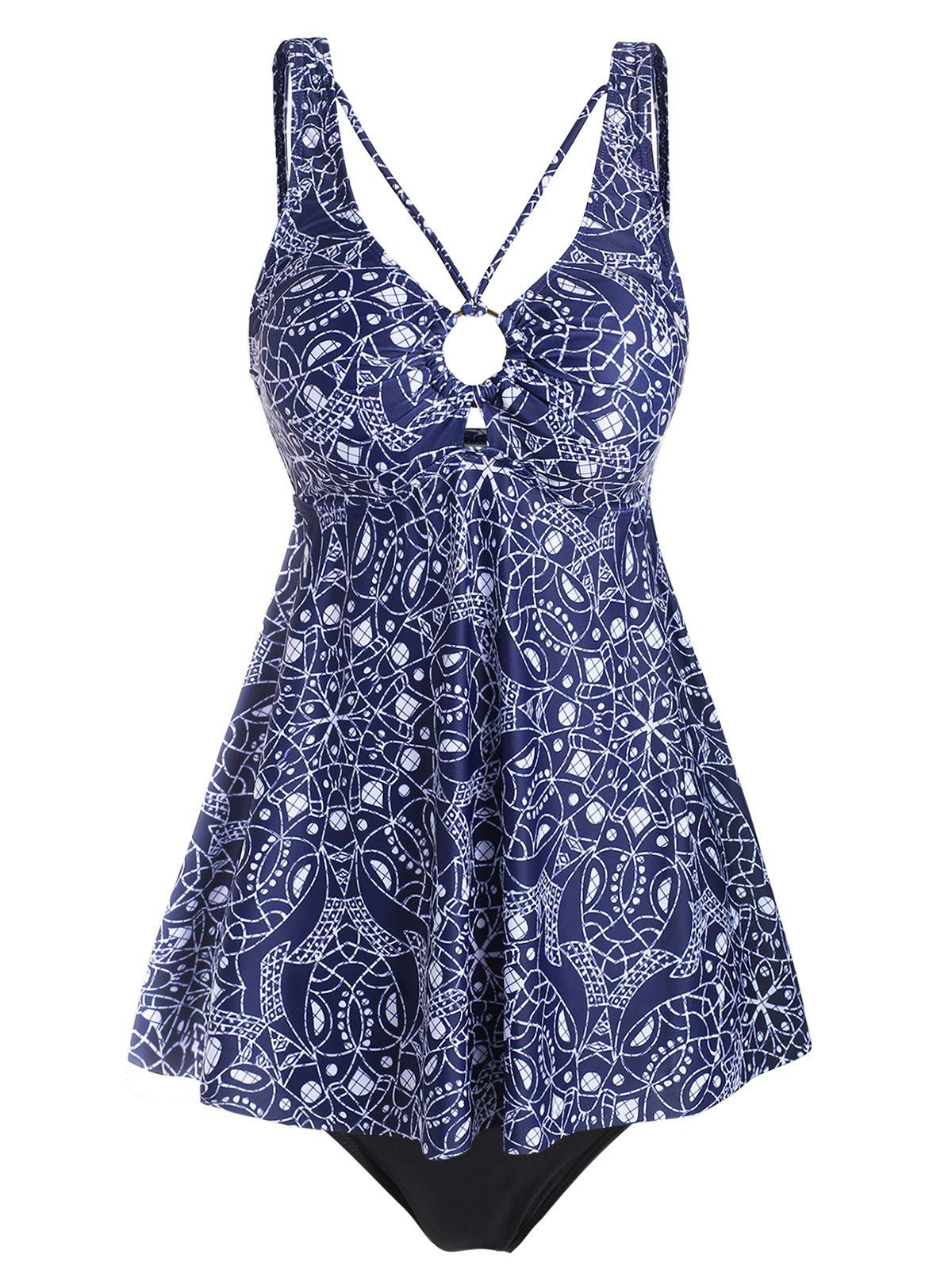 

Snakeskin Printed Strappy O Ring Tankini Swimsuit, Multi-a