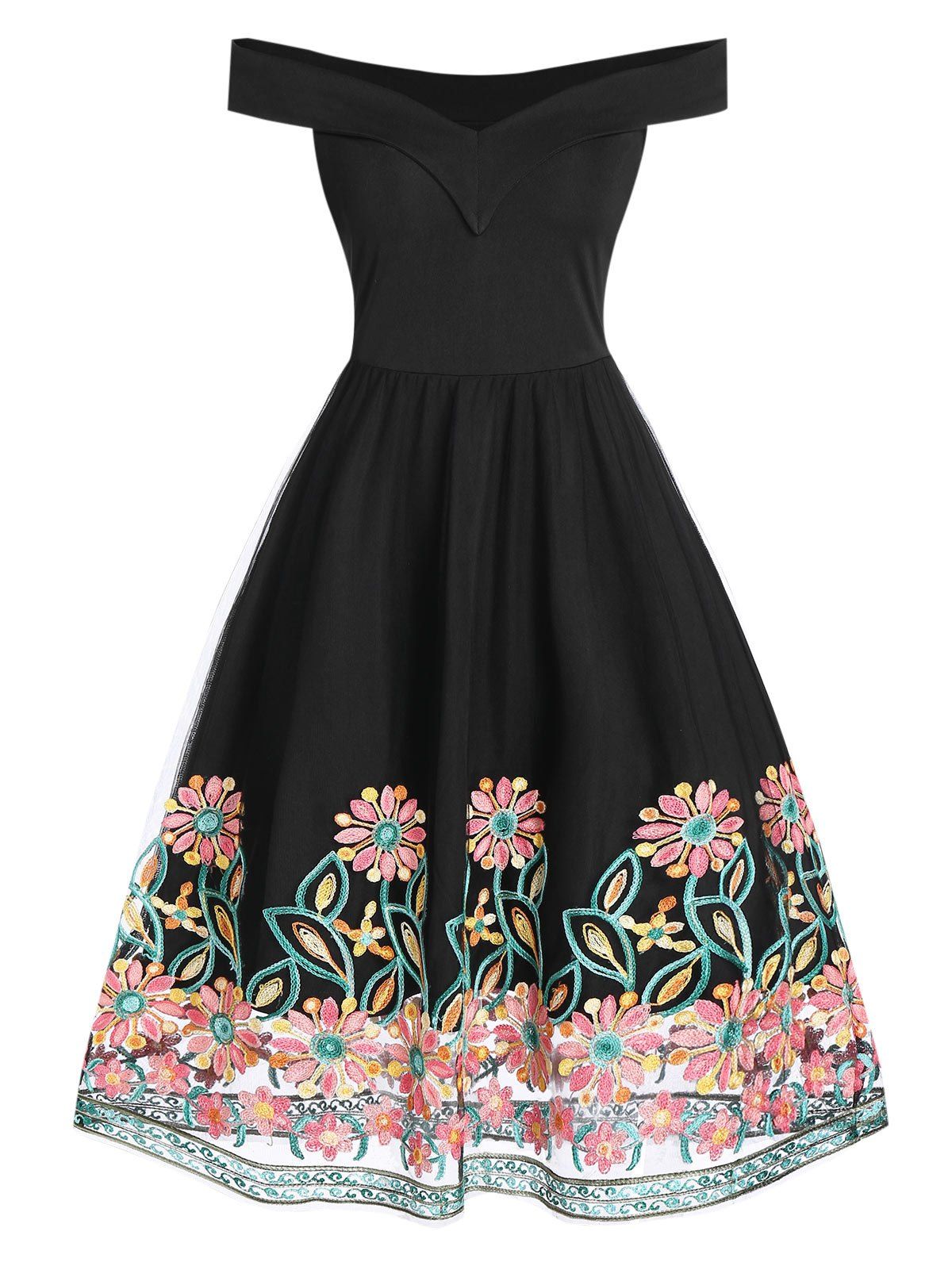 flower embroidered dress