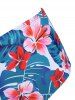 Floral Leaves Print Ruffles Tankini Set -  