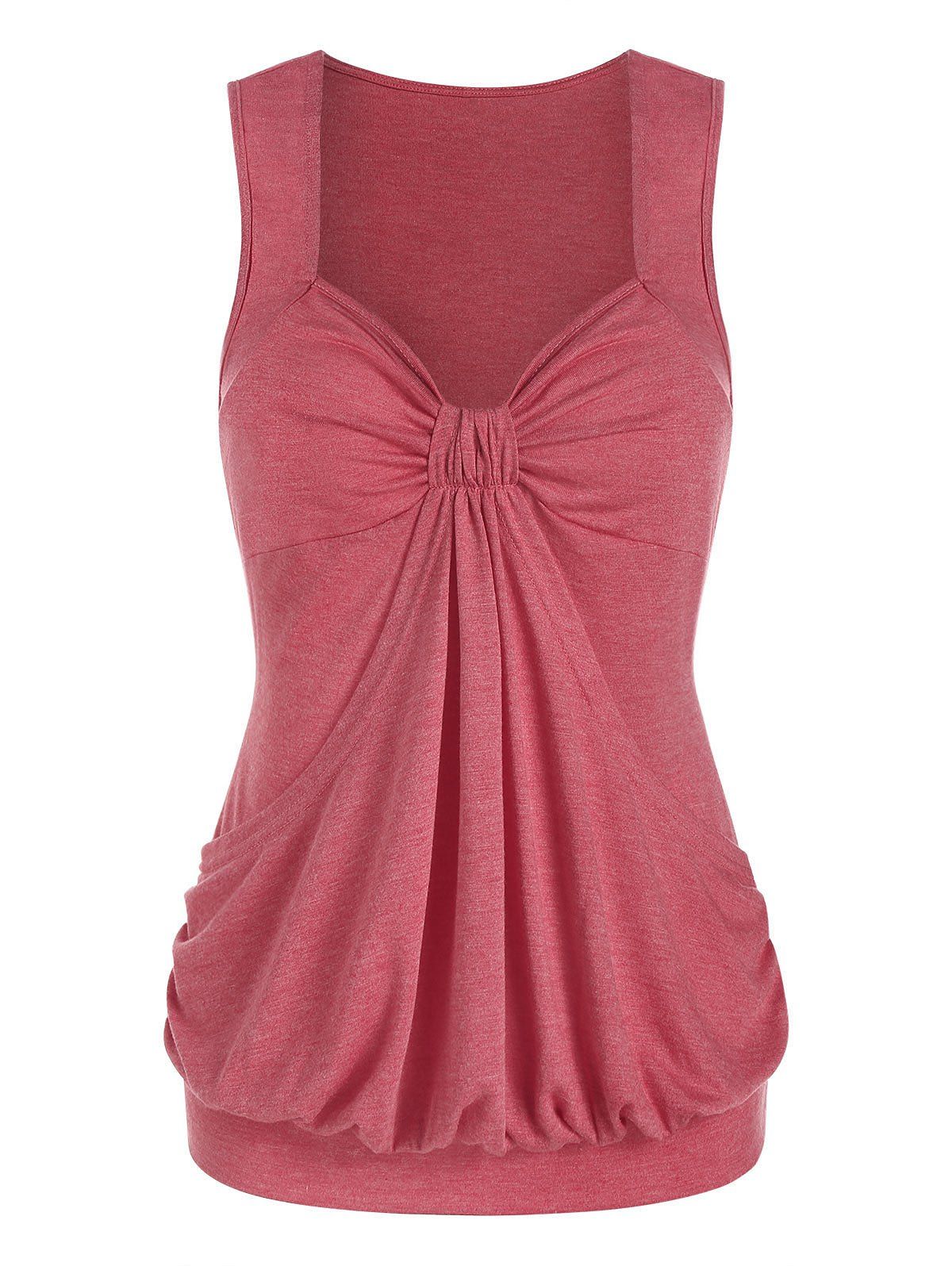 

Heathered Ruched Blouson Tank Top, Valentine red