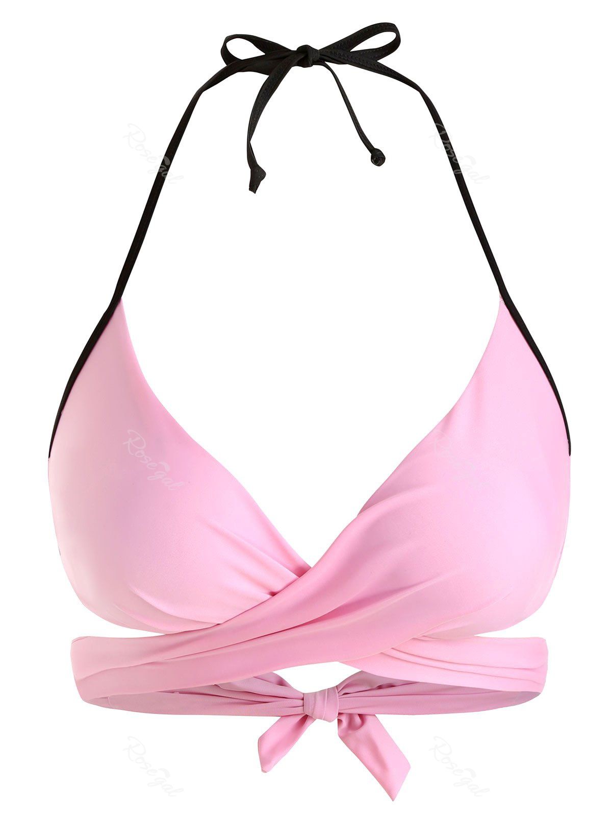 Criss Cross Contrast Binding Wrap Plus Size Bikini Top [51% OFF] | Rosegal