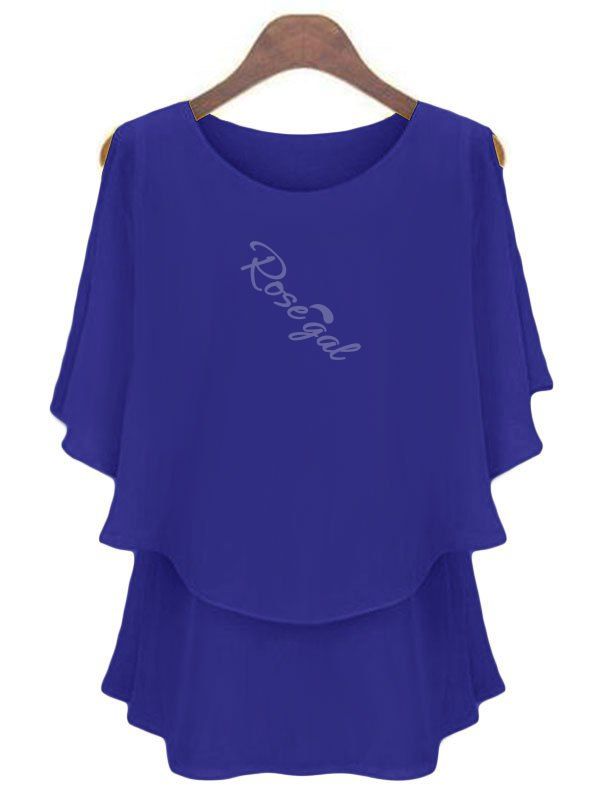 

Plus Size Chiffon Overlay Blouse, Cobalt blue