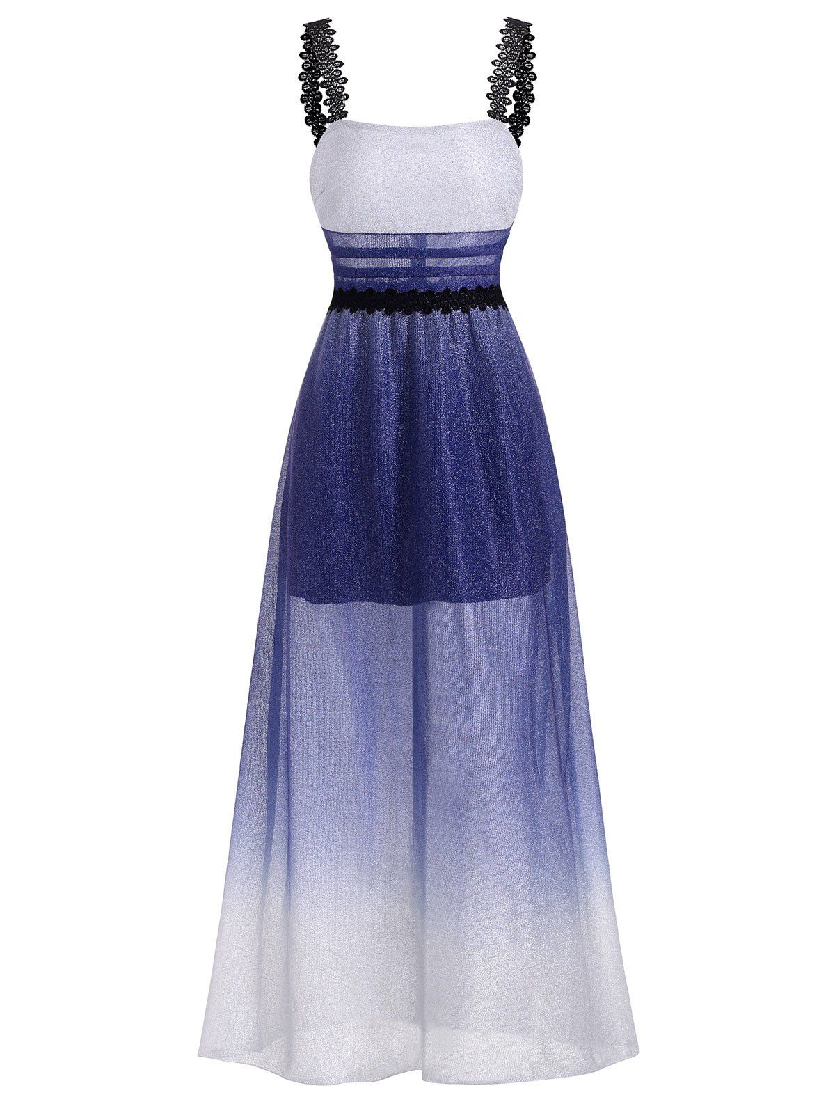 

Metallic Thread Ombre Glitter Laced Evening Dress, Sky blue