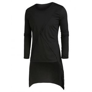 

Solid Color Split Swallow Tail T-shirt, Black