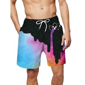

Painting Print Drawstring Board Shorts, Black