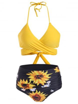 Sunflower High Waisted Ruched Wrap Bikini Swimwear