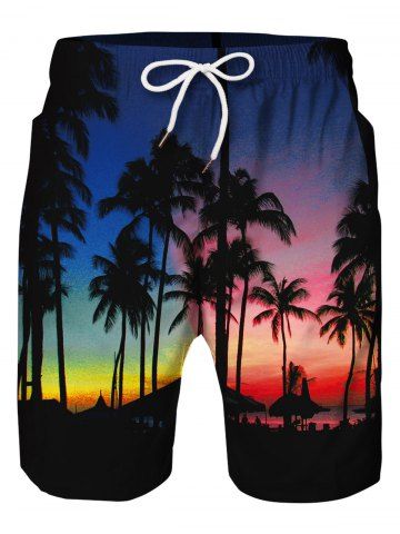 

Coconut Tree Pattern Causal Board Shorts, Multi