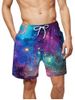 Galaxy Print Drawstring Board Shorts -  