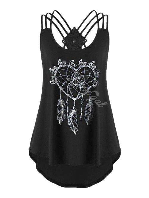 Plus Size Butterfly Print Ruffled Tank Top