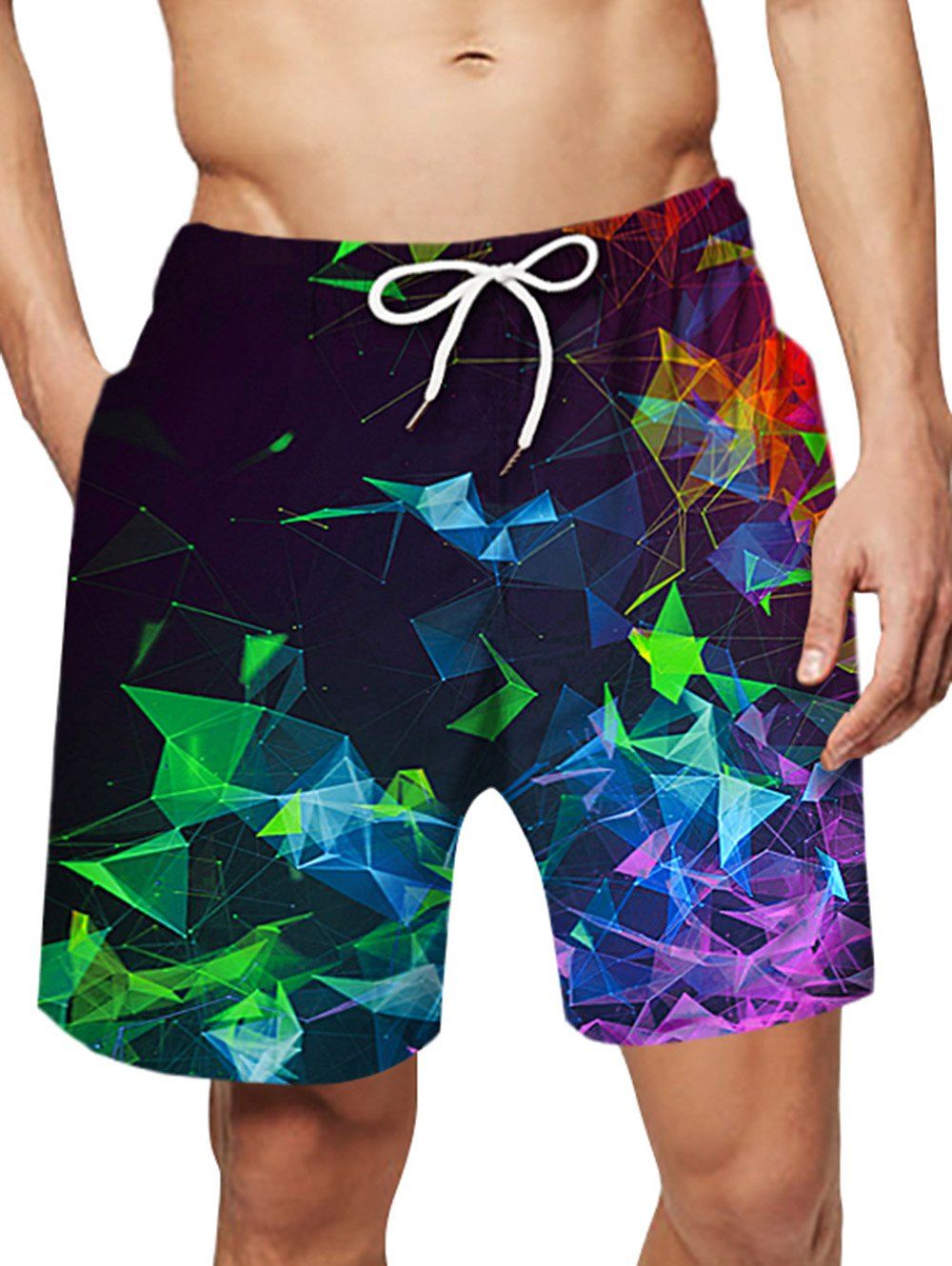 

Colorful Geometric Pattern Board Shorts, Multi