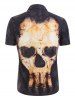 Skull Print Button Up Short Sleeve Shirt -  