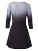 Plus Size Ombre Knot Long Sleeve Top -  