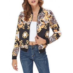

Leopard Print Casual Jacket, Black