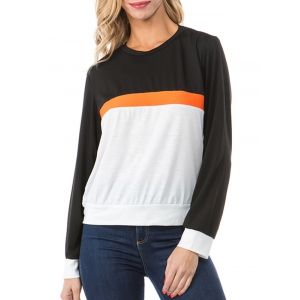

Colorblock Long Sleeves Casual Top, Multi a