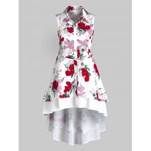 

Plus Size Floral Print Dovetail Tank Top, White
