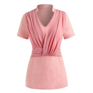 

Plus Size Ruched Splicing Top, Pink