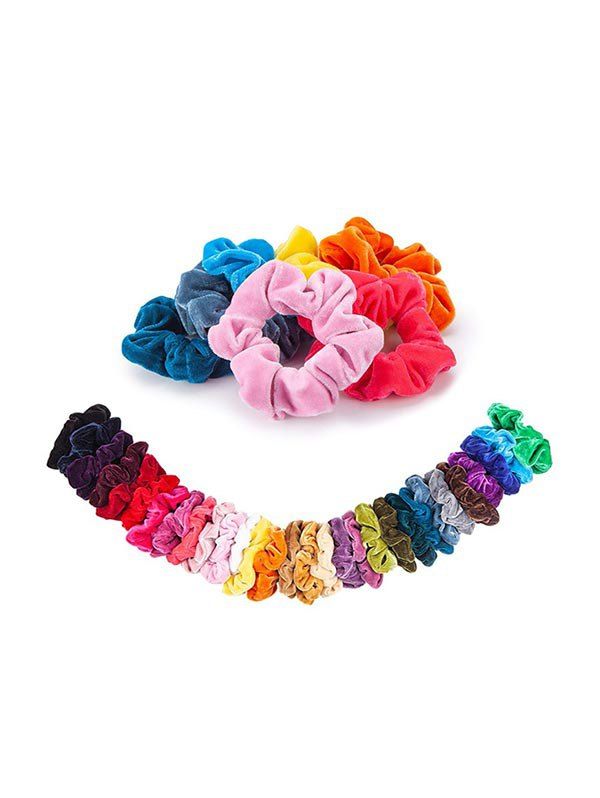 

30PCS Solid Color Velour Scrunchies, Multi-a