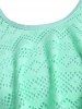 Perforated Founce Leaf Print Ruched Tankini Swimsuit -  