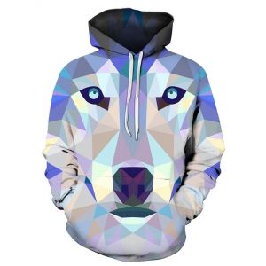 

Geometric Animal Print Pocket Hoodie, Multi
