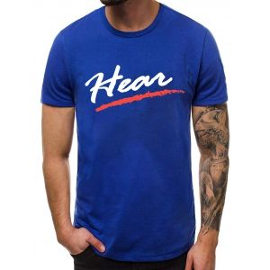 

Letter Printed Casual Round Neck T-shirt, Blue