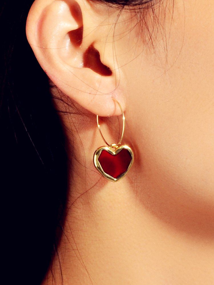 

Valentine's Day Love Heart Drop Earrings, Gold