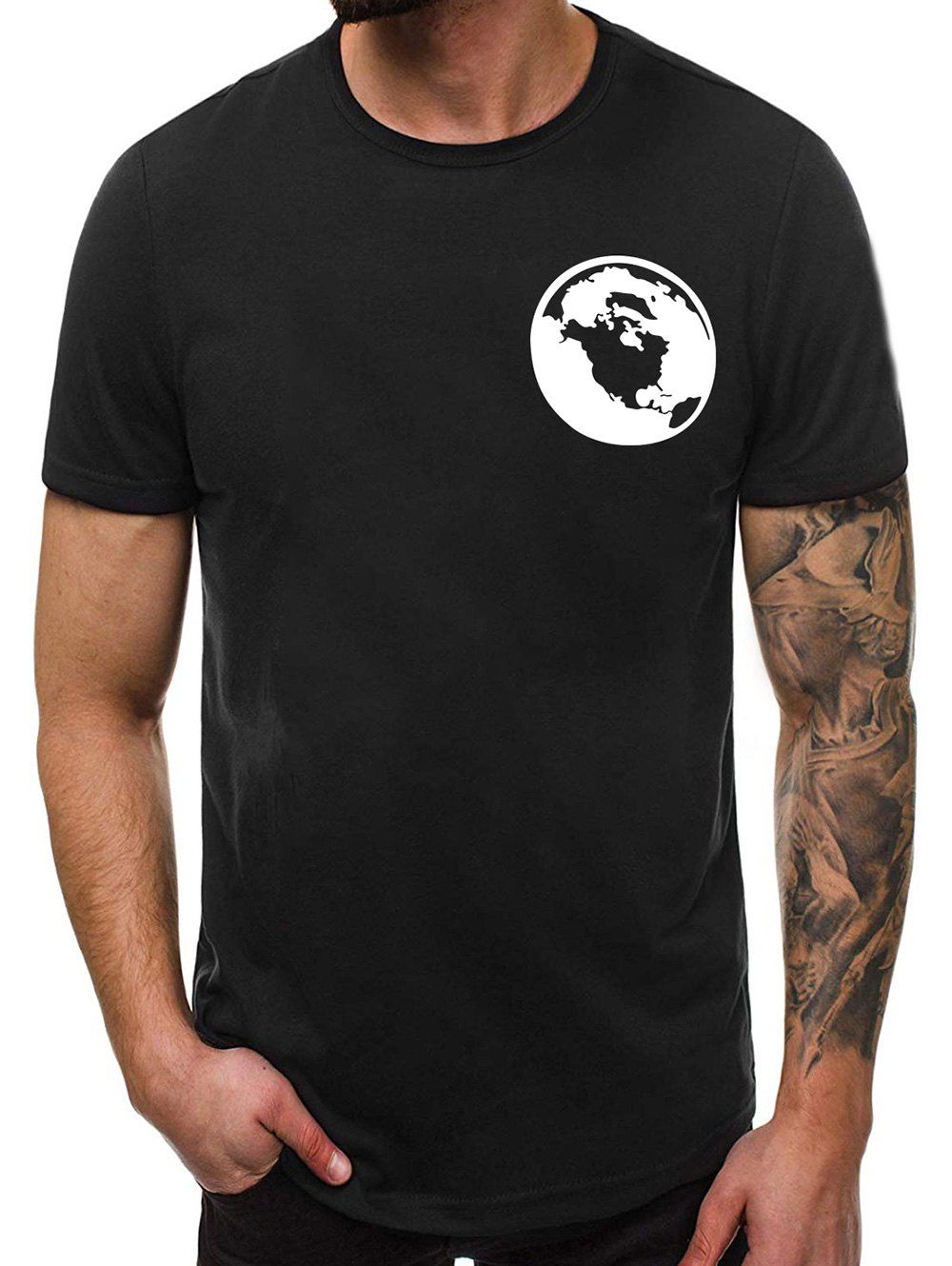 

Casual Graphic Print Round Neck T-shirt, Black