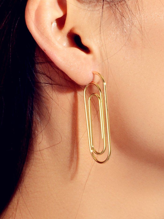 

Paper Clip Pattern Alloy Earrings, Gold