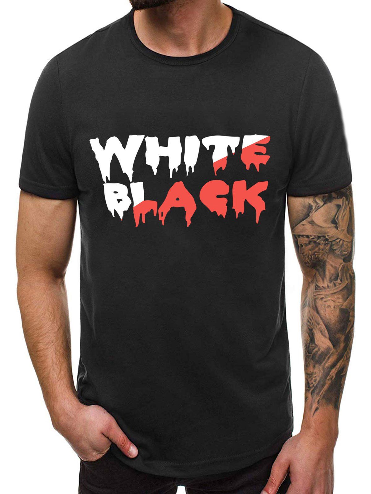 

Casual Graphic Pattern Short Sleeves T-shirt, Black