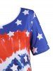 Plus Size Stars Spiral Tie Dye Print Asymmetrical T-shirt -  